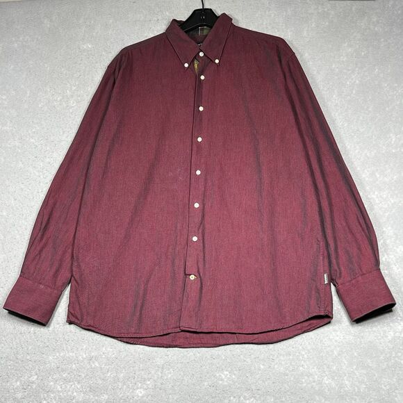Barbour Classic Button Down Tartan Check Shirt Men’s Size Large Red Long Sleeve - Picture 1 of 14